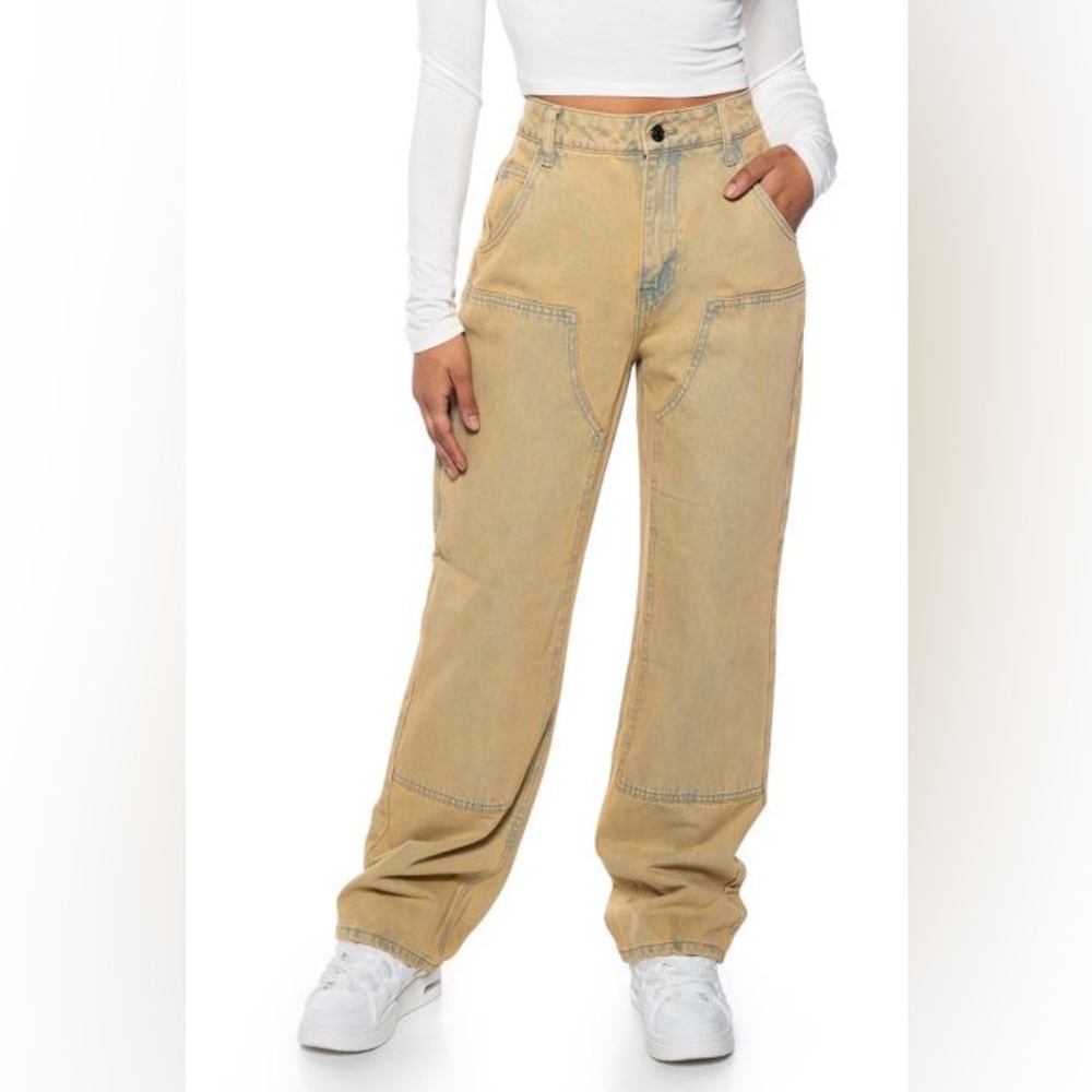 Brown Washed Straight Leg Jeans